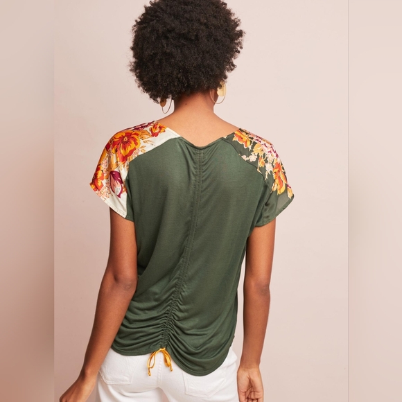 💚🏵️ Anthropologie Tiny Evesham Satin Floral Top, S - Picture 13 of 14